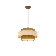 Justice Design Group FAB-9027-CREM-BRSS - Narberth 18" 3-Light Layered Fabric and Natural Rope Pendant
